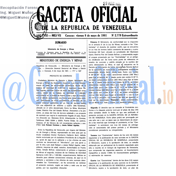 Gaceta Oficial 2779 del 8 Mayo 1981