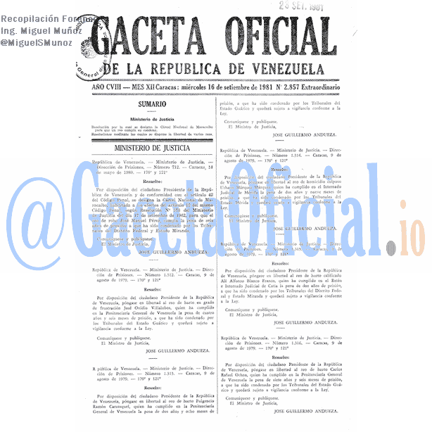 Gaceta Oficial 2857 del 16 Septiembre 1981