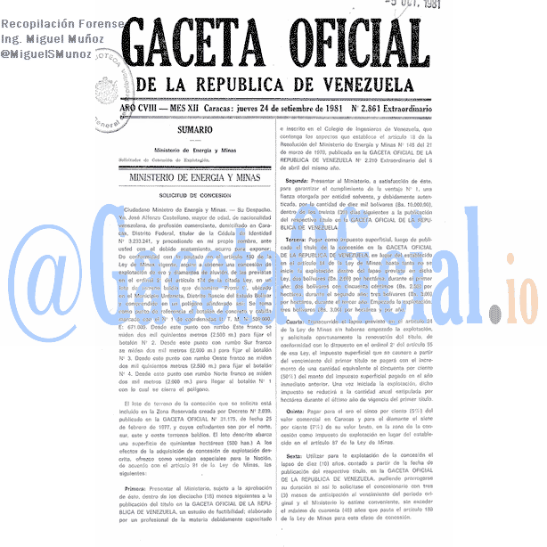 Gaceta Oficial 2861 del 24 Septiembre 1981