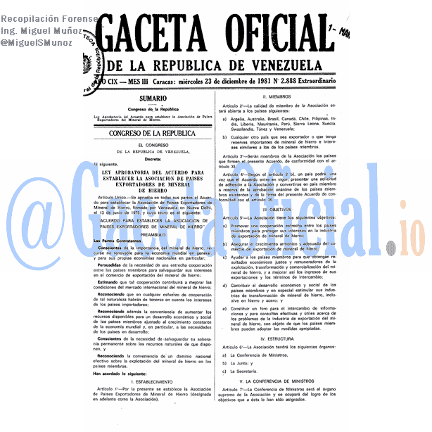 Gaceta Oficial 2888 del 23 Diciembre 1981