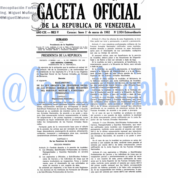Gaceta Oficial 2924 del 1 Marzo 1982