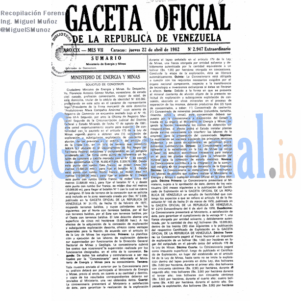 Gaceta Oficial 2947 del 22 Abril 1982