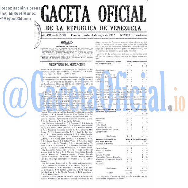 Gaceta Oficial 2950 del 4 Mayo 1982