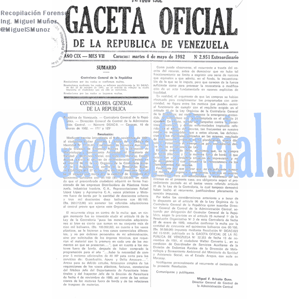 Gaceta Oficial 2951 del 4 Mayo 1982