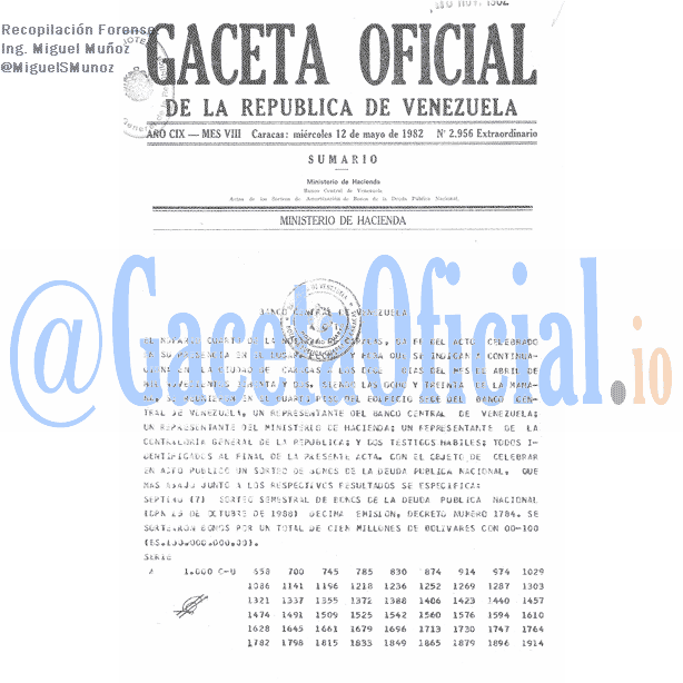 Gaceta Oficial 2956 del 12 Mayo 1982