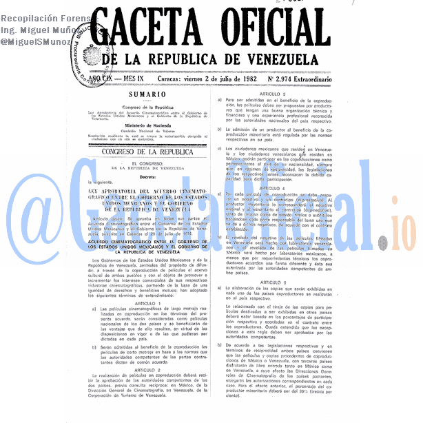 Gaceta Oficial 2974 del 2 Julio 1982