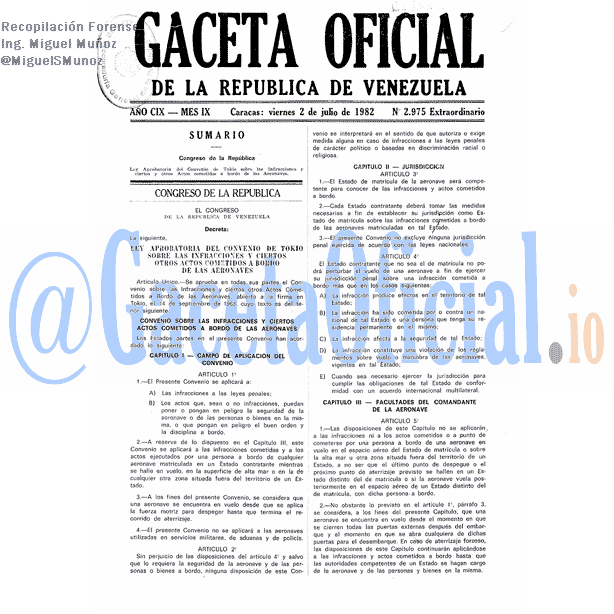 Gaceta Oficial 2975 del 2 Julio 1982