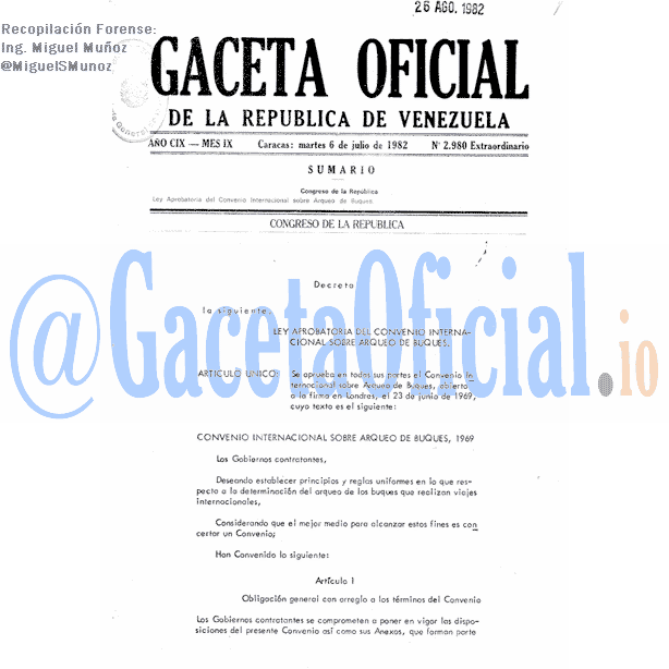 Gaceta Oficial 2980 del 6 Julio 1982