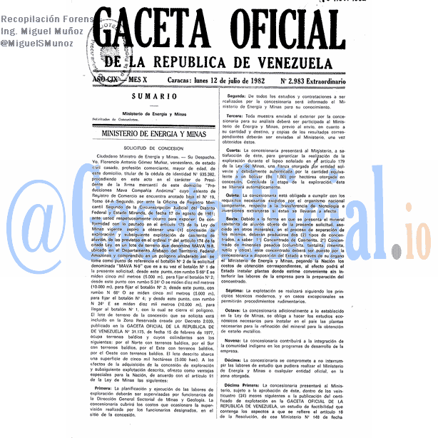 Gaceta Oficial 2983 del 12 Julio 1982