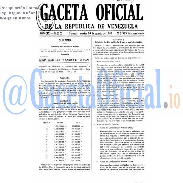 Gaceta Oficial 2999 del 10 Agosto 1982