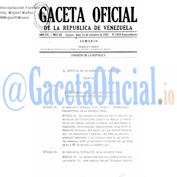 Gaceta Oficial 3015 del 13 Septiembre 1982