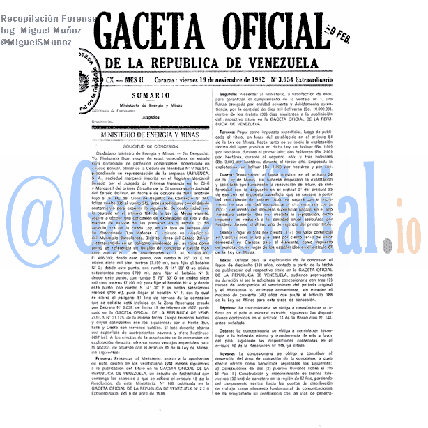 Gaceta Oficial 3054 del 19 Noviembre 1982