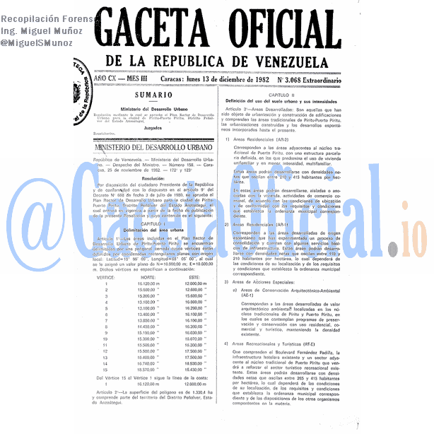 Gaceta Oficial 3068 del 13 Diciembre 1982