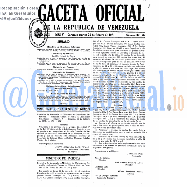 Gaceta Oficial 32176 del 24 Febrero 1981