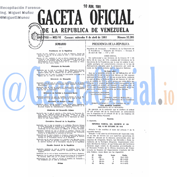 Gaceta Oficial 32205 del 8 Abril 1981