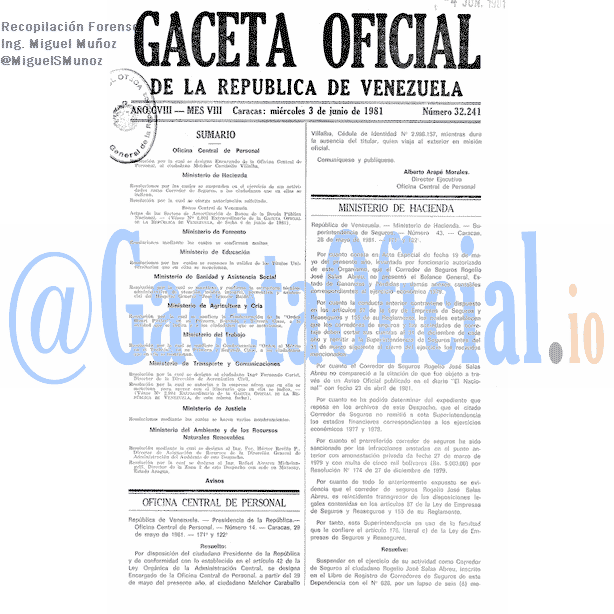 Gaceta Oficial 32241 del 3 Junio 1981