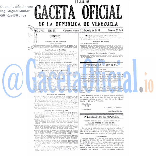 Gaceta Oficial 32248 del 12 Junio 1981