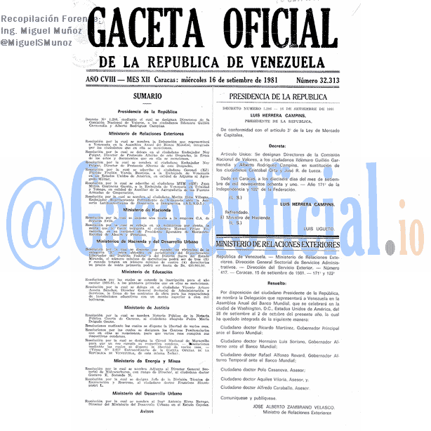 Gaceta Oficial 32313 del 16 Septiembre 1981