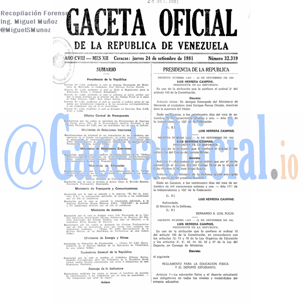 Gaceta Oficial 32319 del 24 Septiembre 1981