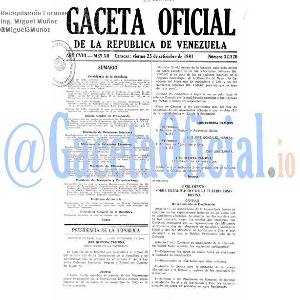 Gaceta Oficial 32320 del 25 Septiembre 1981