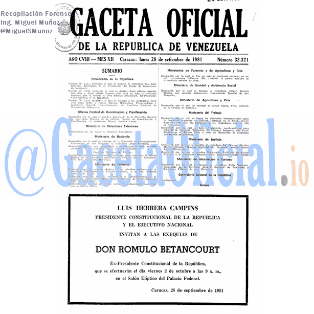 Gaceta Oficial 32321 del 28 Septiembre 1981