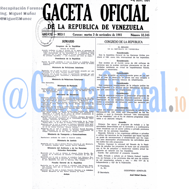 Gaceta Oficial 32345 del 3 Noviembre 1981