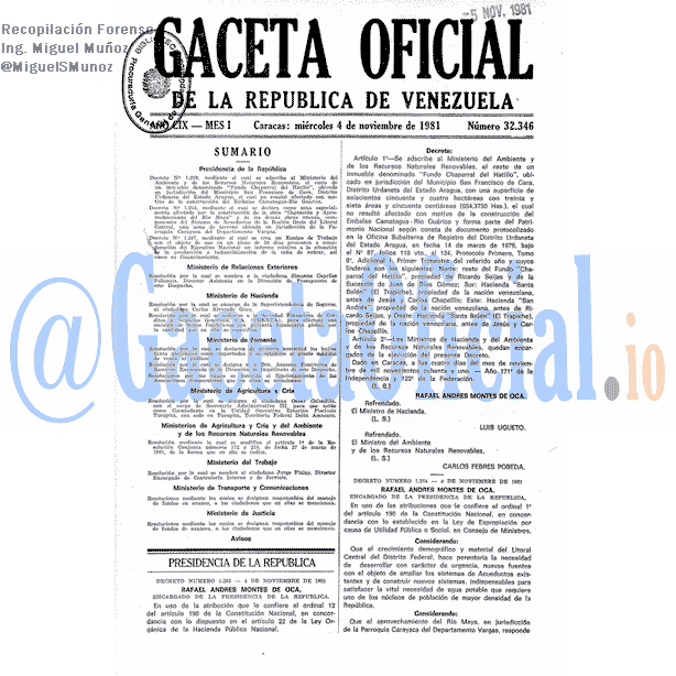 Gaceta Oficial 32346 del 4 Noviembre 1981