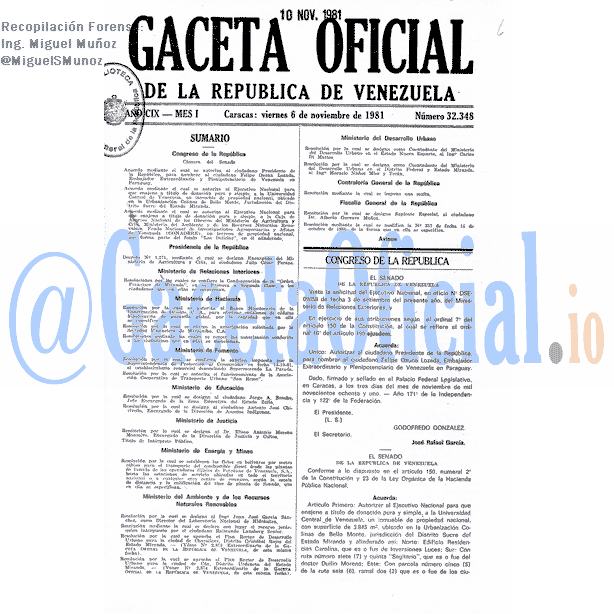 Gaceta Oficial 32348 del 6 Noviembre 1981
