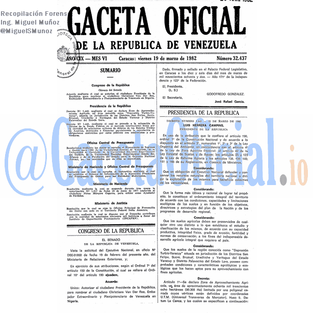 Gaceta Oficial 32437 del 19 Marzo 1982