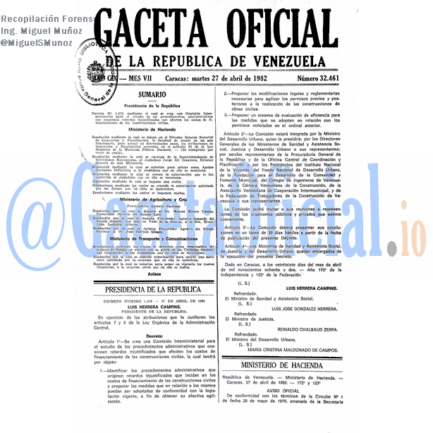 Gaceta Oficial 32461 del 27 Abril 1982