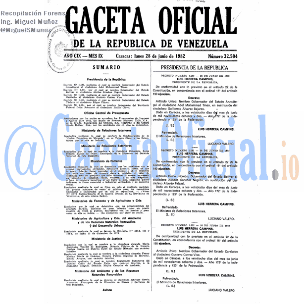 Gaceta Oficial 32504 del 28 Junio 1982