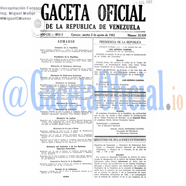 Gaceta Oficial 32529 del 3 Agosto 1982