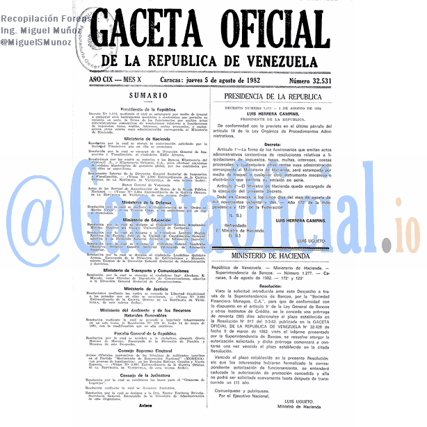 Gaceta Oficial 32531 del 5 Agosto 1982