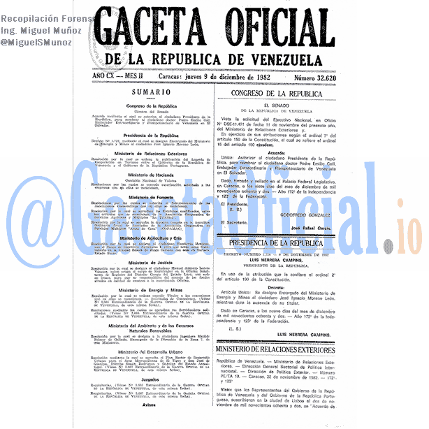 Gaceta Oficial 32620 del 9 Diciembre 1982