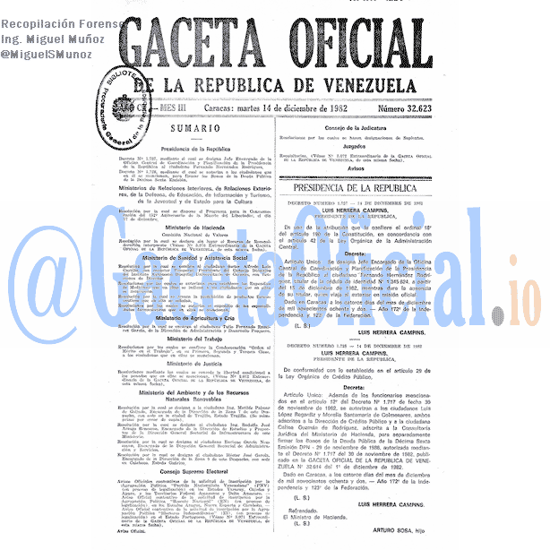 Gaceta Oficial 32623 del 14 Diciembre 1982