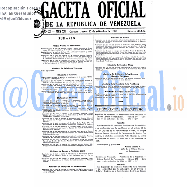 Gaceta Oficial 32812 del 15 Septiembre 1983