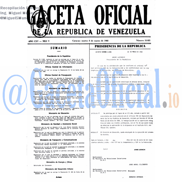 Gaceta Oficial 33921 del 8 Marzo 1988