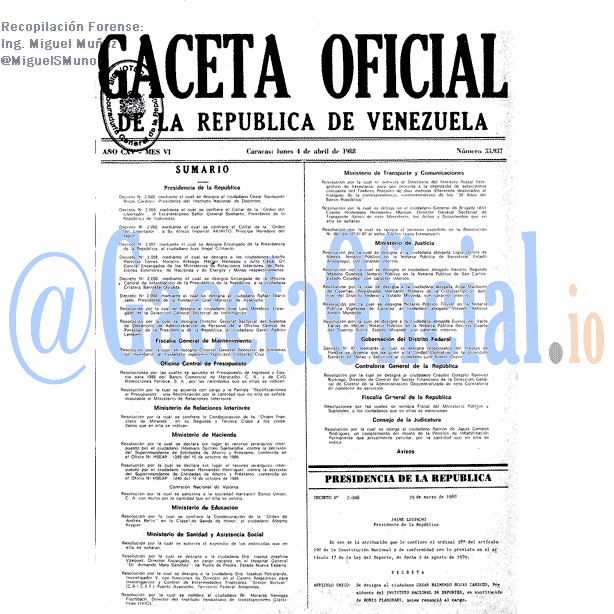 Gaceta Oficial 33937 del 4 Abril 1988