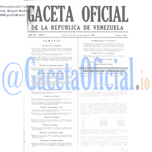 Gaceta Oficial 34026 del 10 Agosto 1988