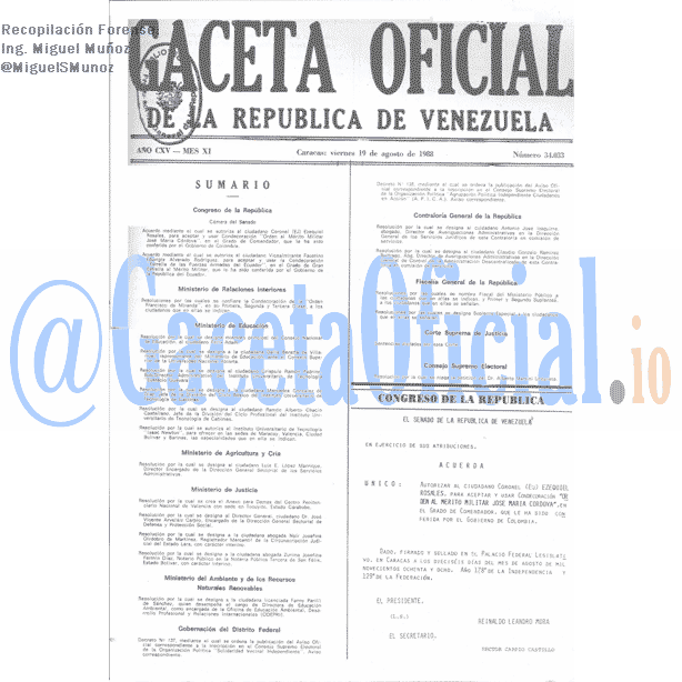 Gaceta Oficial 34033 del 19 Agosto 1988