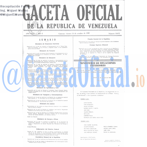 Gaceta Oficial 34072 del 14 Octubre 1988