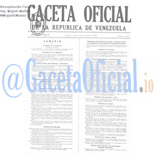 Gaceta Oficial 34156 del 10 Febrero 1989