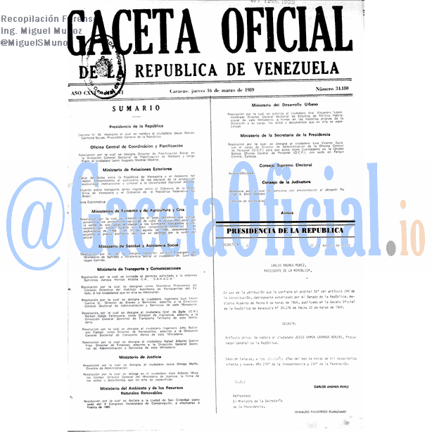Gaceta Oficial 34180 del 16 Marzo 1989