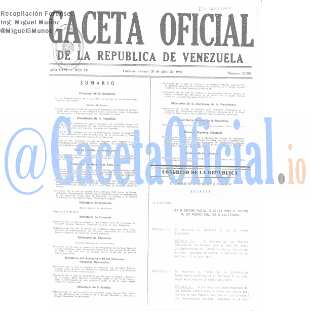 Gaceta Oficial 34208 del 28 Abril 1989