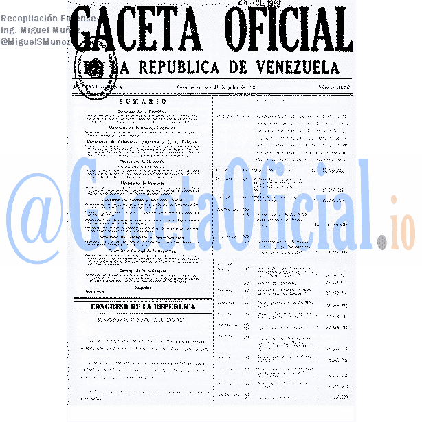 Gaceta Oficial 34267 del 21 Julio 1989