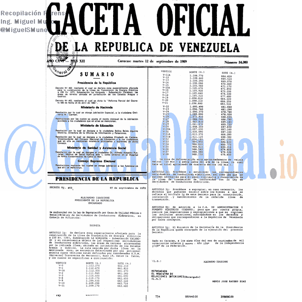 Gaceta Oficial 34303 del 12 Septiembre 1989