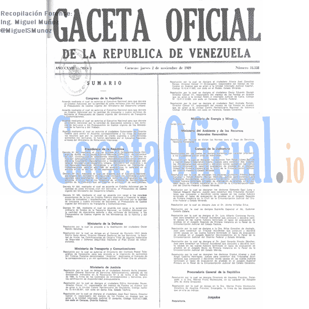 Gaceta Oficial 34338 del 2 Noviembre 1989