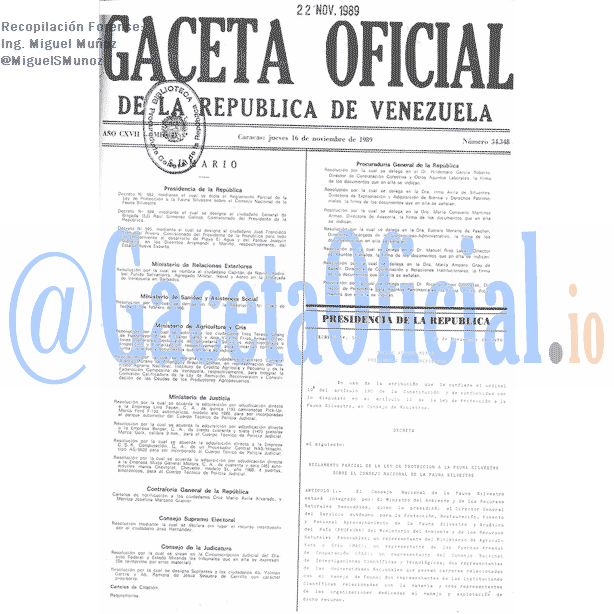 Gaceta Oficial 34348 del 16 Noviembre 1989