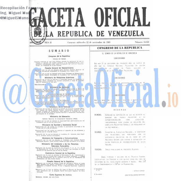 Gaceta Oficial 34352 del 22 Noviembre 1989