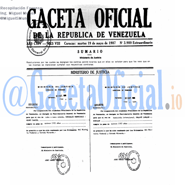 Gaceta Oficial 3989 del 19 Mayo 1987